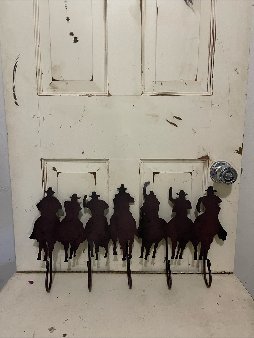 Rustic Cowboy Silhouette Wall Hook - Brown